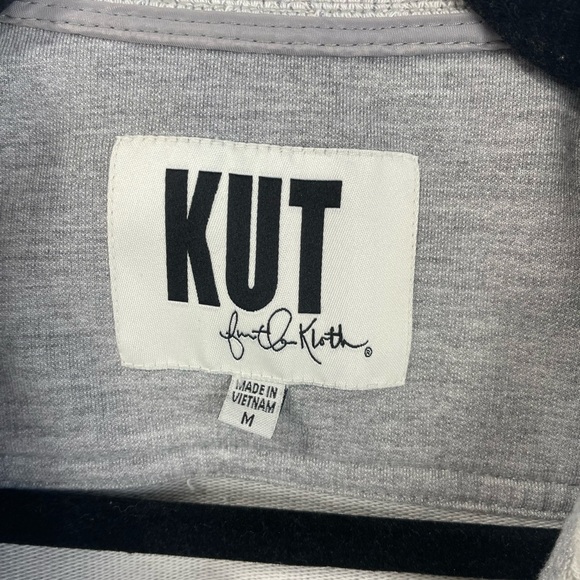 Kut from the Kloth Button Front Ruffle Gray Long Casual Jacket M GUC - Picture 16 of 16